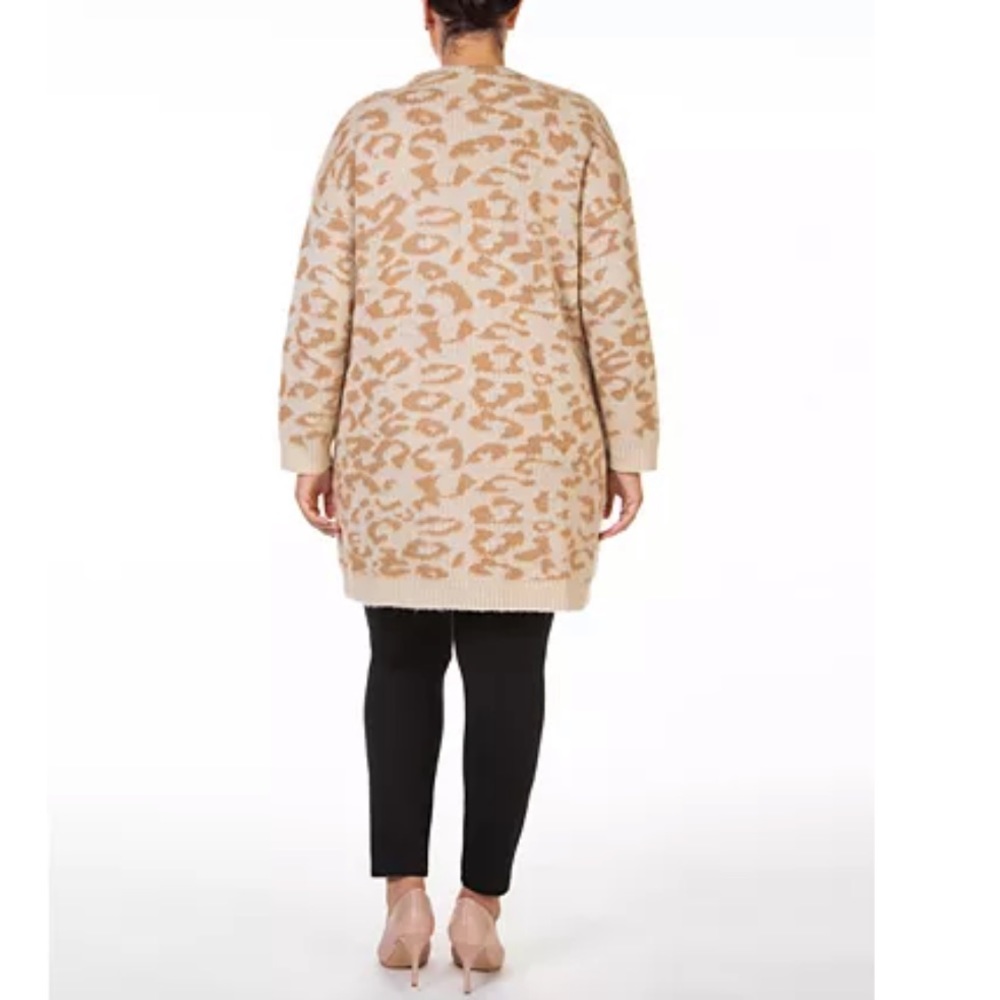 Plus Size Printed Open-Front Cardigan Sweater - Picture 3 of 3
